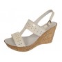 Sandale dama din piele naturala lac, culoare bej, platforme de 8 cm  - S46BEJLAC8